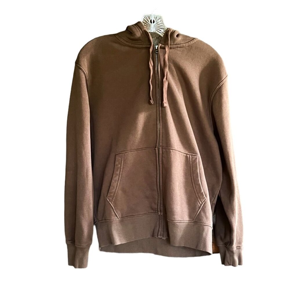 Old Navy Chocolate Brown Zipper Hooded Sweatshirt, Size S